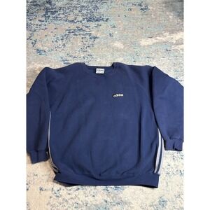 Adidas Vintage Crewneck Sweatshirt Mens L Navy Blue Logo Patch Side Stripe USA